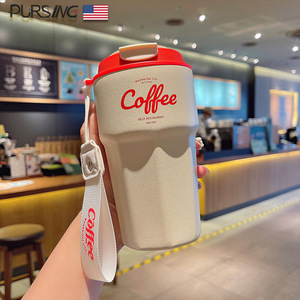 Coffee Tumbler 500Ml Stainless Steel <b>Insulated</b> Travel <b>Mug</b> With Strap For Coffee On The Go - Product Image 1
