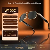 Nouvelles Lunettes Intelligentes W100C Modèle 2025 pour la Traduction IA, Style Sportif Haut de Gamme, Contrôle Tactile, Appels et Musique