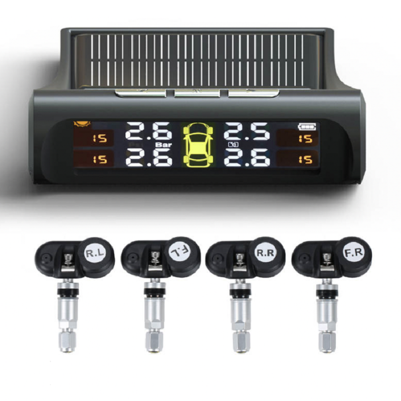 Система контроля давления в шинах TPMS на солнечной энергии Универсальная беспроводная с 4 внешними датчиками монитор 4 шины давление и затемнение