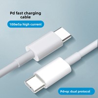 Kabel Pengisian Daya Ponsel-ke-Perangkat yang Kompatibel 100W Pengisian Cepat Kabel Data PD Konektor Tipe-C untuk Laptop