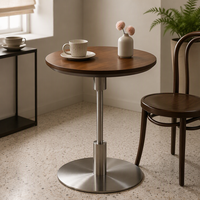Table basse ronde moderne avec base en acier inoxydable et placage en bois MDF, imperméable et résistante aux taches, meubles pour la maison