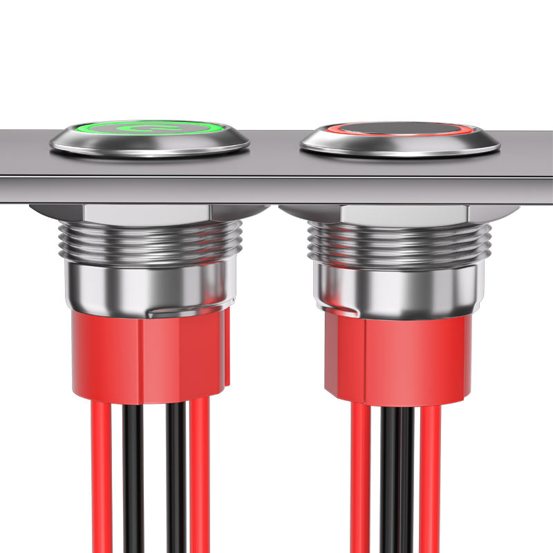 20A High-Power Brass IP67 Waterproof 2NO2NC Mechanical Head Full Illuminated Screw Terminal LED Industrial Control Button Switch