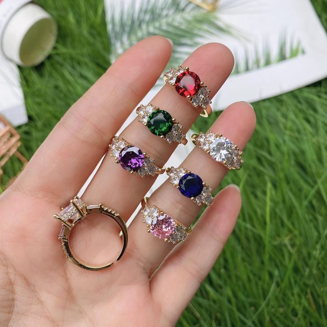 Bague Vintage En Plaqué Or Avec Pierre Cristal - Neuf Avec étiquettes - Bijou Fantaisie
