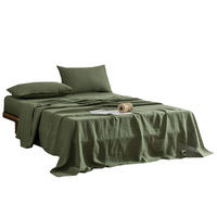 Parure de lit 2 pièces 100 % lin, drap plat et taie d'oreiller, simple et luxueuse, rafraîchissante, anti-transpiration, écologique et durable pour la maison