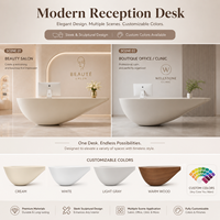 Comptoir de réception incurvé de luxe moderne, sur mesure pour salon de beauté ou bureau, avec éclairage LED