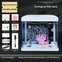 Aquarium en verre haute définition cintré à chaud, éclairage LED, circulation de l'eau, salon, petit aquarium de bureau, sans changement d'eau