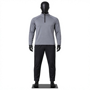 Conjunto Deportivo de Dos Piezas para Hombre, Camiseta y Pantalones de Verano Vintage, Transpirables y Ecológicos, con Cierre de 1/4, Ropa de Gimnasio, Informal, para Fitness - Product Image 1
