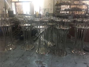 Table <span class=keywords><strong>de</strong></span> bar ronde moderne en acier inoxydable avec plateau en verre miroir pour mariages, hôtels, appartements, événements et salles à manger - Product Image 5