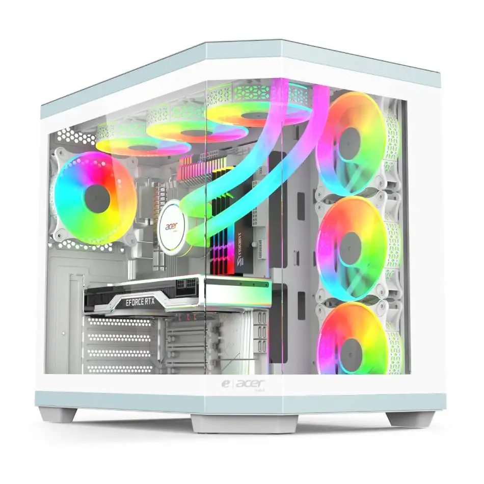Weißes Farb-Pc-Zubehör Gaming-Computergehäuse Desktop Gaming-Computer Mitteltürme Schränke Unterstützung ARGB-Lüfter
