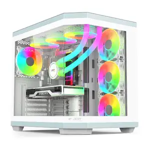 Accesorios de Pc de color blanco Estuches de computadora para juegos Computadora para juegos de escritorio Gabinetes de torres medianas Soporte para fanáticos ARGB