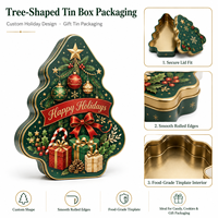 Boîte en métal personnalisée en forme de sapin de Noël pour emballer des biscuits, des bonbons et des aliments pour les fêtes