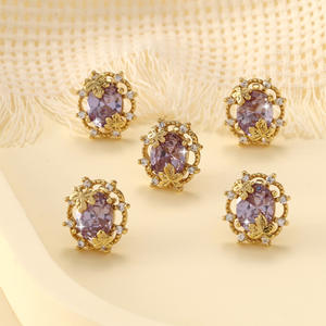 Pulsera de perlas de flores de Color a la moda, Material de joyería, bolsa de 18K, cuentas de tres filas de circonio de Color ovalado con incrustaciones de oro - Product Image 2