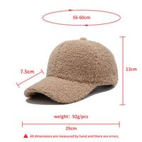 Gorra de Béisbol de Felpa Suave con Logotipo Personalizado, Gorra de Invierno Cálida de Felpa de Oso Teddy, Gorra de 6 Paneles para Mujer