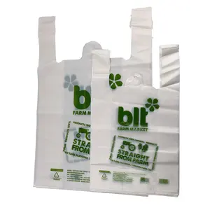 Biodegradable Pla Pbat Hdpe T-shirt Bag For Vegetables Bag Shopping Vest Carry Bag