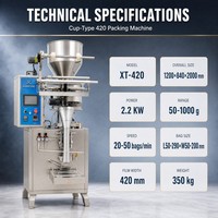Machine d'emballage volumétrique de type coupelle avec réducteur de vitesse RV et moteur à fréquence variable pour sachets de granulés, de haricots et d'aliments
