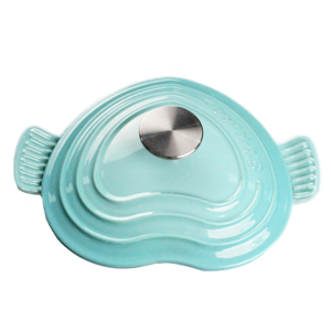 Pots <span class=keywords><strong>en</strong></span> <span class=keywords><strong>fonte</strong></span> émaillé personnalisés, antiadhésif, <span class=keywords><strong>en</strong></span> forme de cœur, couleur verte, 1 pièce - Product Image 3