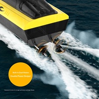 Bateau électrique télécommandé 2,4 GHz anti-interférence avec alerte de batterie faible, double moteur et autonomie ultra-longue