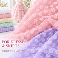 Tissu en maille floquée à cinq pétales, en nylon tricoté, pour robe de mariée, vêtements, costumes, couture - Vente en gros usine