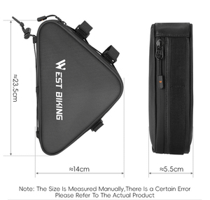 Sac de cadre de vélo WEST BIKING 900D en cuir résistant aux rayures, étanche, design à bords étroits, sac de vélo triangulaire avec poche en filet - Product Image 3