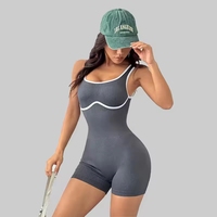 Combinaison sans bretelles, sans manches, ajustée, respirante, anti-transpiration, en spandex/nylon, longueur intégrale, séchage rapide pour femmes, sport