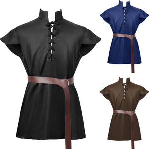 Disfraz <span class=keywords><strong>de</strong></span> pirata nórdico Vintage Medieval para hombre, blusa <span class=keywords><strong>de</strong></span> <span class=keywords><strong>caballero</strong></span> Vikingo, cinturón para festivales renacentistas <span class=keywords><strong>de</strong></span> películas <span class=keywords><strong>de</strong></span> TV - Product Image 1