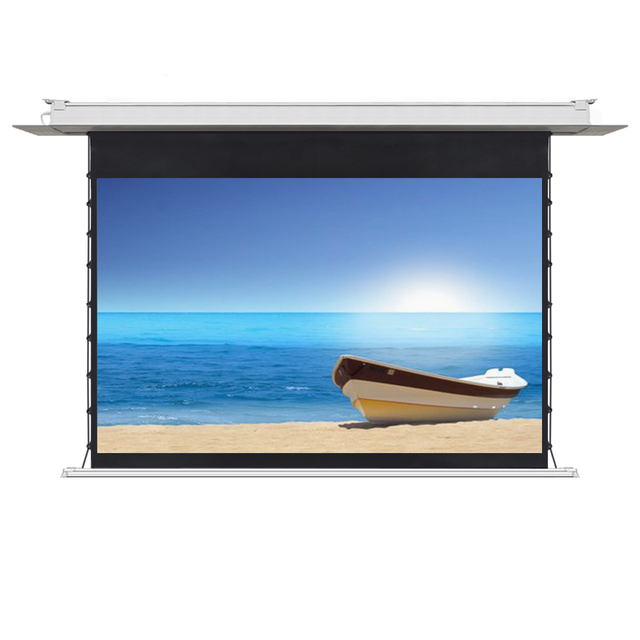 Smart High-end Recessed In-Ceiling Electric Projector Screen With Remote Control Home Theater White Motorized Projection Screen