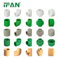 Raccords de tuyauterie PPR en plastique standard IFAN DIN PN25 20-125MM moulage Injectio raccords PPR plomberie vert gris blanc raccords PPR