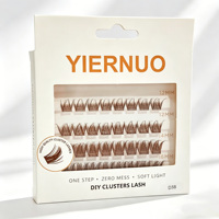 Faux cils auto-adhésifs marron effet 3D en vison synthétique/PBT, faits à la main, invisibles, pour marque privée, vente en gros