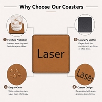 Sous-verre en cuir PU gravé au laser personnalisé, cadeau sur mesure, accessoires de table