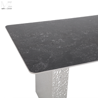 Tables de salle à manger en pierre frittée rectangulaire Juego De Mesa De Comedor Table de salle à manger moderne de luxe en acier inoxydable argenté brillant