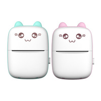 Printer Thermal Mini Saku Lucu Portabel USB Printer Label Foto Dengan Kertas 50mm 200 DPI Desain Kartun