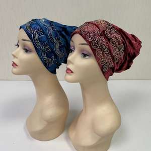 Turbante africano Auto Gele Headtie Velvet Turban Cap con cristal nigeriano Aso Oke Hat Diseños <span class=keywords><strong>DE</strong></span> BODA Turbante para mujer - Product Image 5