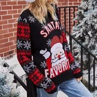 Pull en tricot de Noël pour femme, motif graphique préféré du Père Noël, pull à motif flocon de neige, manches longues, épais, pour l'automne