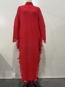 Gaun Sweater Rajut Kasual Elegan Model Bodycon Panjang Musim Semi Musim Dingin 2026 dengan Rumbai untuk Wanita - Product Image 4