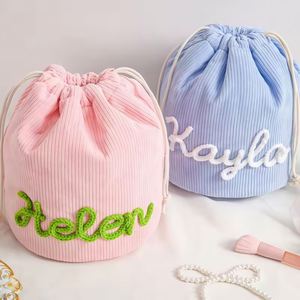 Custom Multifunctional Corduroy Makeup Pouch & Bridesmaid Gifts | Soft Fabric Travel <b>Storage</b> for Bedroom & Bathroom - Product Image 4