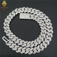 Chaîne cubaine Miami 15 mm pour homme, 4 rangs, style hip-hop, entièrement sertie de moissanite VVS, en argent 925 de haute qualité