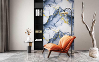Autocollant mural auto-adhésif en panneau imperméable à motif marbre UV, style européen, pour décoration de salon de villa