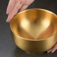 Bol à riz et soupe en acier inoxydable 304 poli, style coréen moderne et minimaliste, à double paroi, écologique, isolant thermique et anti-brûlure
