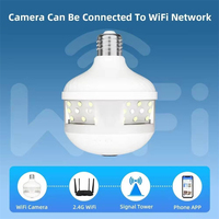 360 °   Caméra d'ampoule WiFi avec projecteur, douille E27, surveillance de sécurité domestique intelligente sans fil en extérieur avec vision nocturne et détection de mouvement