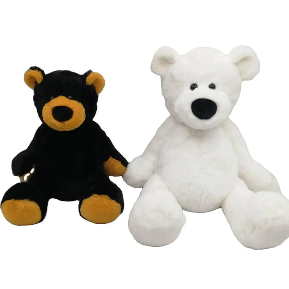 High Quality 11 in black white bears with soft stuffed polar bear toy plush