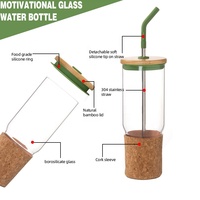 Botol Air Kaca Desain Klasik Baru 2026 34oz/1000ML Bebas BPA dengan Tutup Bambu, Sedotan, dan Sarung Pelindung Silikon Langsung