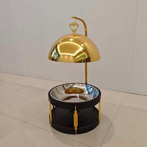 Stainless Steel Alcohol Stove 8L Circular <b>Buffet</b> <b>Warmer</b> With Hanging Lid For Catering Use - Product Image 4