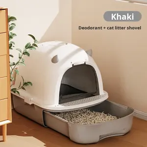 अतिरिक्त बड़े गंध-पृथक बिल्ली कूड़े बॉक्स अर्ध-संलग्न ड्रॉअर-प्रकार के स्पलैश-प्रूफ डिजाइन किली आपूर्ति टिकाऊ प्लास्टिक बनाया गया - Product Image 2