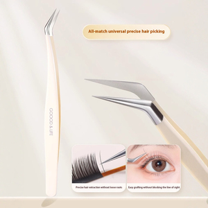 Pinzetta con punta in fibra di ciglia Logo personalizzato etichetta privata professionale di precisione in acciaio inossidabile strumento pinzette di estensione per ciglia - Product Image 6