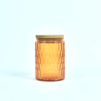 Vente en gros de pots à bougies aromatiques en verre givré coloré avec couvercle en fer ou en bambou pour la décoration de la maison DIY
