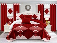 Ensemble de draps de lit et rideaux 8 pièces personnalisés en coton lavé imprimé de qualité supérieure, toutes saisons, taille King, drap plat, drap-housse, taies d'oreiller