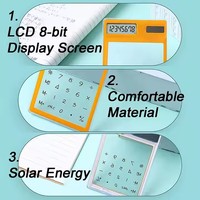 Calculatrice d'entreprise en plastique avec logo personnalisé, impression de logo, alimentation solaire, affichage LED 8 chiffres, ultra-fine, transparente