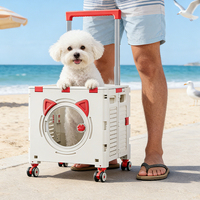 Poussette pliable transparente pour animaux de compagnie, pour petits chiens et chats, chariot de transport et de rangement avec roues détachables
