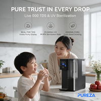 Distributeur d'eau à osmose inverse PUREZA PU-T01 chaud et froid pour comptoir, système de filtration d'eau noir SIX CORE TECHNOLOGIES