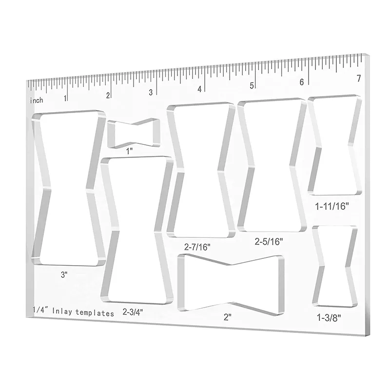Plantillas de incrustación de mariposa, todo en uno, acrílico personalizado, para carpintería, enrutador de perspex transparente con medición